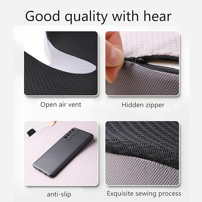Car Seat Cushion for Long Driving, Ergonomic Memory Foam Seat Cushion, Car Seat Cushion for Back Pain and Lumbar Support Non Slip and Easy Clean for Driving Gaming Chair and Travel C Cool Black