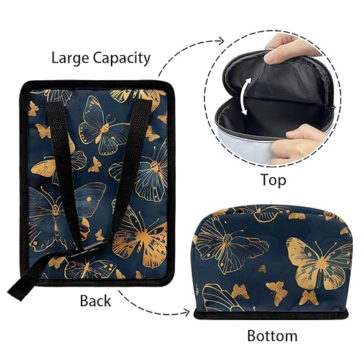 Gifts for New Drivers Golden Butterfly Art DecoTrash Bags for Cars, Hanging Zipper Design