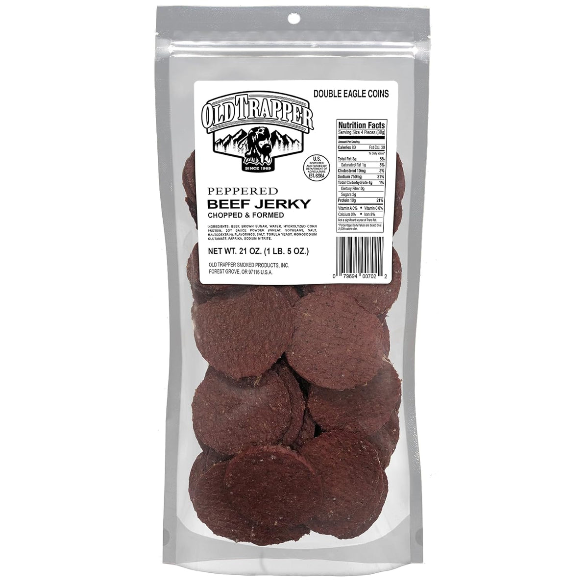 Old Trapper Double Eagle Beef Jerky, Old-Fashioned Flavor, 21 Ounce Package, Delicious Jerky Snacks, 10 Grams of Protein and 80 Calories per Serving (Pack of One)
