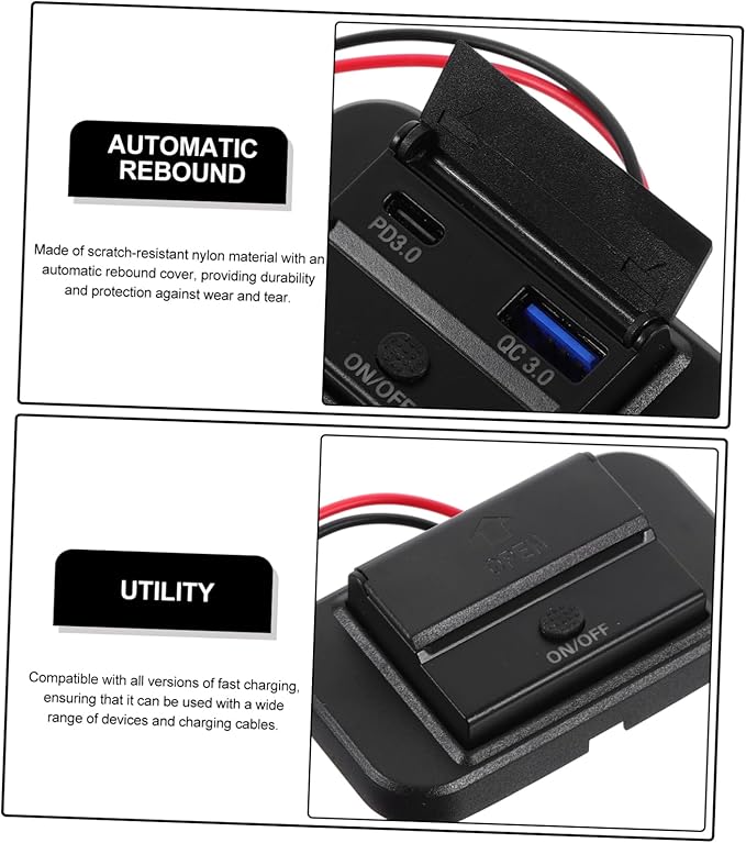 GLEAVI Motorbike Rv Fast Charger Car Phone Charger 12v USB c Outlet Wall Mount Accessory