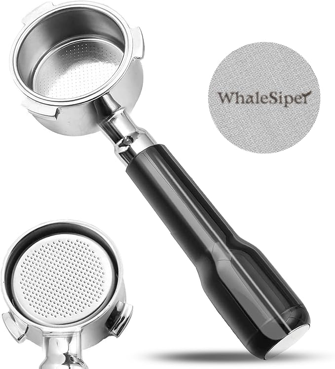 51mm Bottomless Portafilter & Puck Screen, 3 Ears Stainless Steel Head, Only Compatible with De'Longhi EC680, EC685, and SMEG ECF01, Includes 304 Stainless Steel Filter Basket