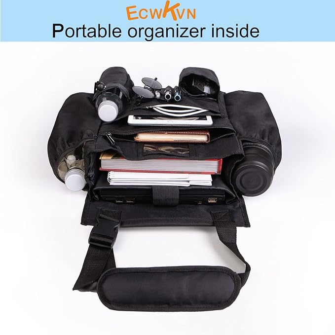 Car Front & Back Seat Organizer with Dedicated Tablet/Laptop Compartment, Passenger Seat File Storage with Cup Holder, Adjustable Backrest, and Padded Shoulder Strap