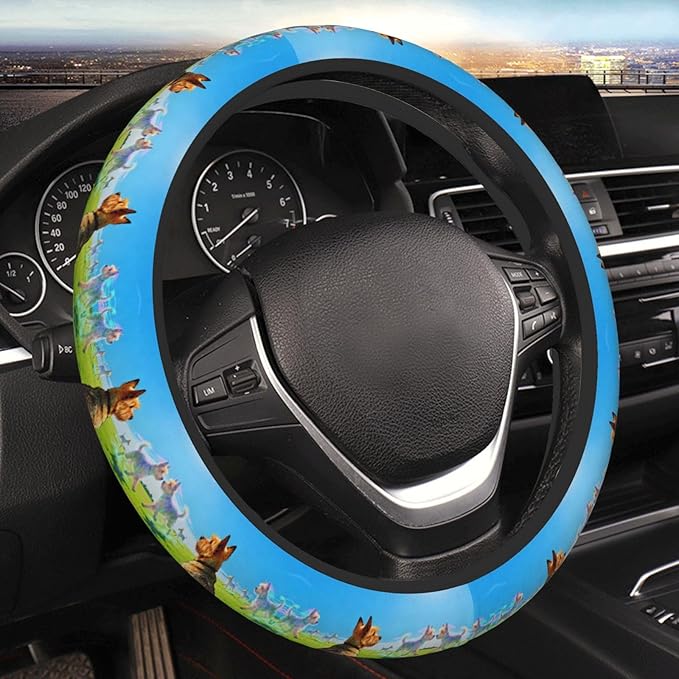 Multi-Color Norwich Terrier Dog Neoprene Steering Wheel Covers Women Men Car Accessories, Universal 15 Inch Fit Auto, Suvs, Truck