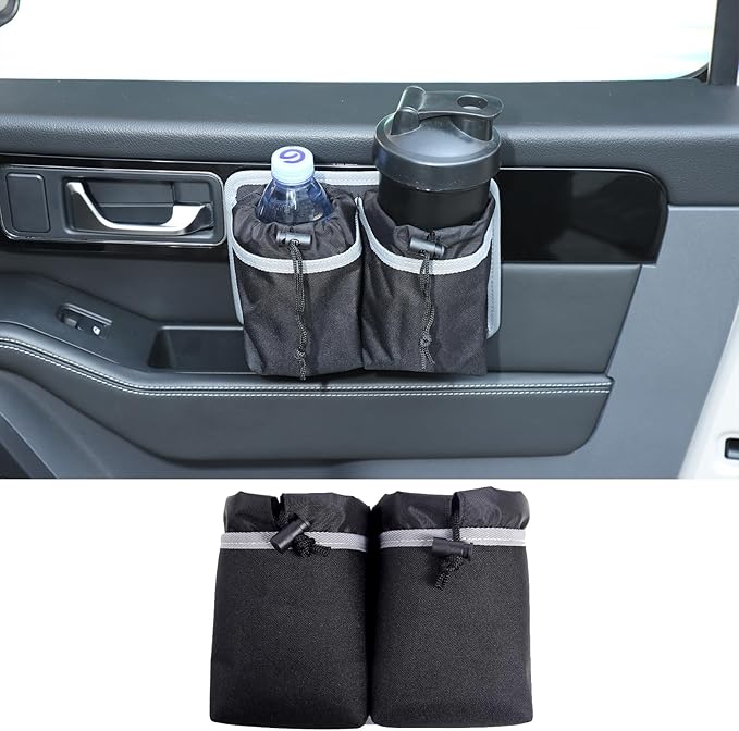 Car Water Cup Storage Bag Compatible with INEOS Grenadier 2020-2026, Co-Pilot Cup Holder Hanging Multi-Function Storage Bag Organizer Tray Interior Accessories (Gray)