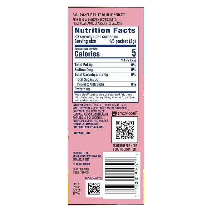 Crystal Light Pink Lemonade Drink Mix (24 Pitcher Packets, 4 Canisters of 6)