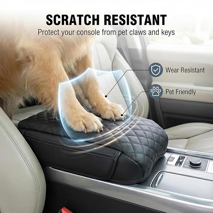 Armrest Cover Compatible with Toyota 4Runner 2010-2024, Center Console Pad with Organizer Storage Pockets, Leather Arm Rest Lid Protector Cushion Interior Accessories
