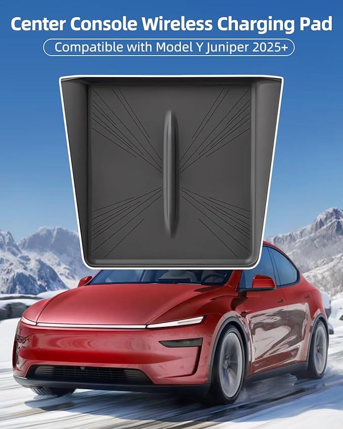 Model Y Juniper Centre Control Wireless Charging Mat，Center Console Wireless Charger Pad Compatible with Tesla Model y Juniper 2025 (Model y Juniper chager mat A)