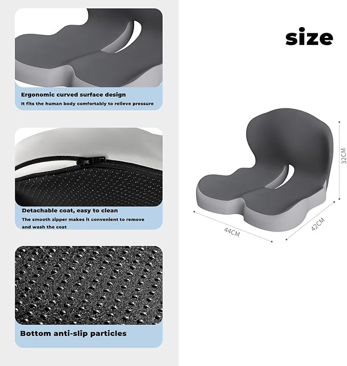 Back and Seat Cushion, Soothe+Cushion,Car Seats with Lumbar Support,Memory Foam Non Slip Skin with Back Support for Office Chair, Car (Black)