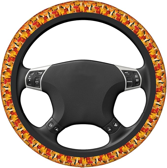 Car Steering Wheel Cover 15 Inch Leather Breathable Universal Auto Steering Wheel Protector Fit Auto Suvs Van Truck - Playful Mushrooms