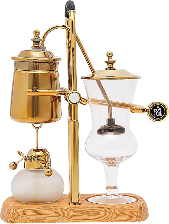 Balance Siphon Coffee Maker, 400ML/13.53OZ Manual Brew Coffee Brewer, Unique Gravity Vintage Coffee Maker, Vintage Classic Retro Luxury Exquisite Design, for Personal Kitchens Coffee Shops (Gold)