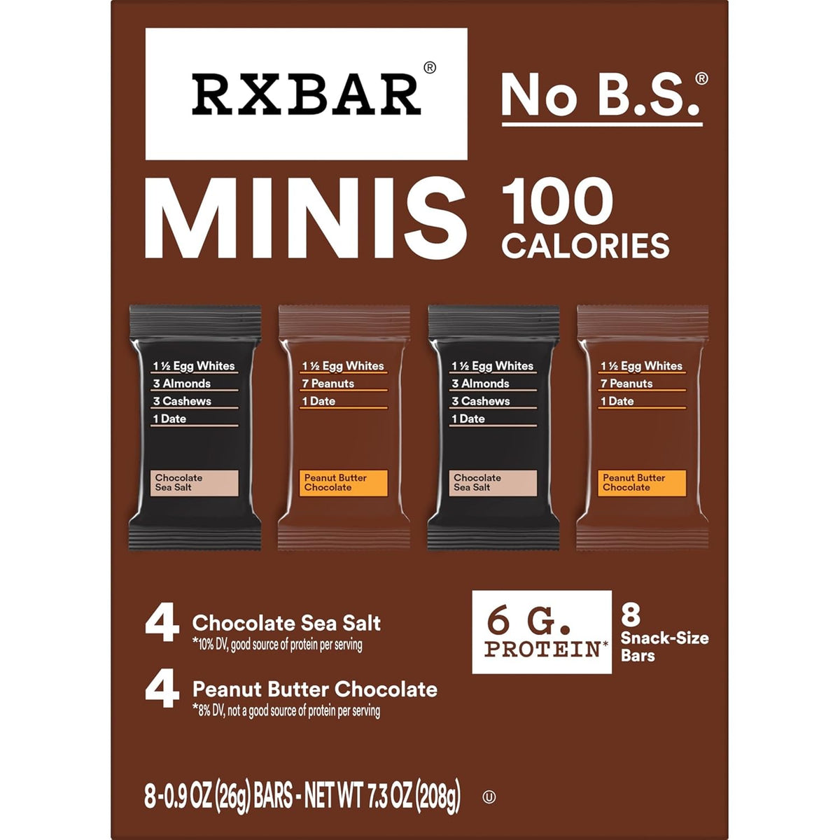 RXBAR Minis Protein Bars, Protein Snack, Snack Bars, Variety Pack, 7.3oz Box (8 Count)