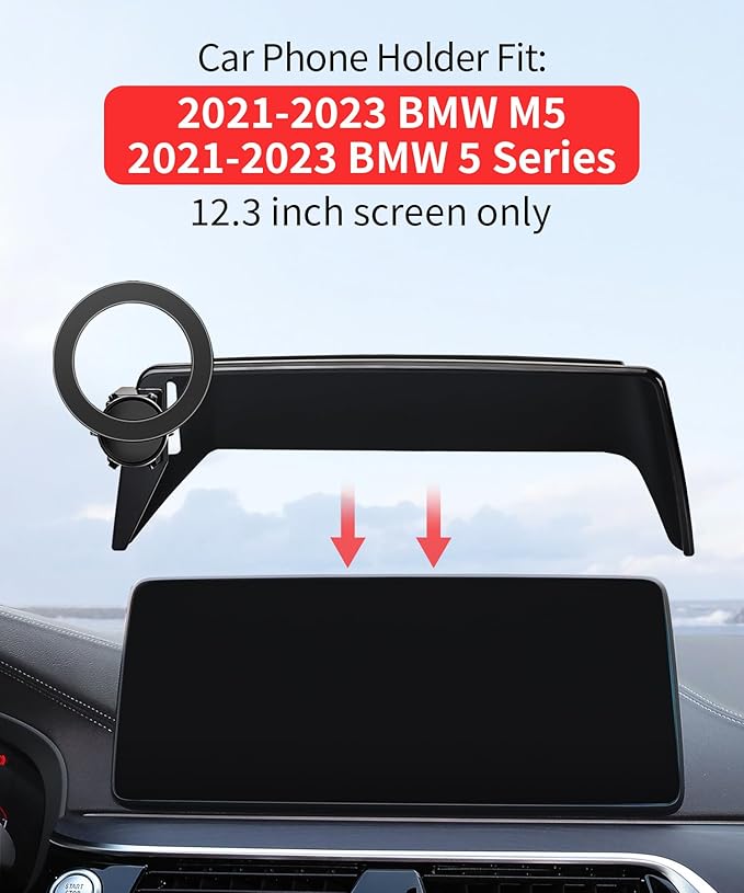 Car Phone Holder for 2021 2022 2023 BMW 5 Series / M5 Accessories 12.3-Inch Screen Fixed Clip, 360° Rotation Phone Mount Compatible with MagSafe, Cell Phone Holder Does Not Affect Air Vent