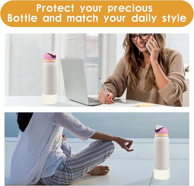 2PCS Silicone Water Bottle Boot, Compatible with Owala 24oz 32oz 40oz, Protective Anti-Scratch & Anti-Dent No Noise Sleeve Cover for FreeSip/Twist/Flip Water Bottles (Daybreak, 40oz)