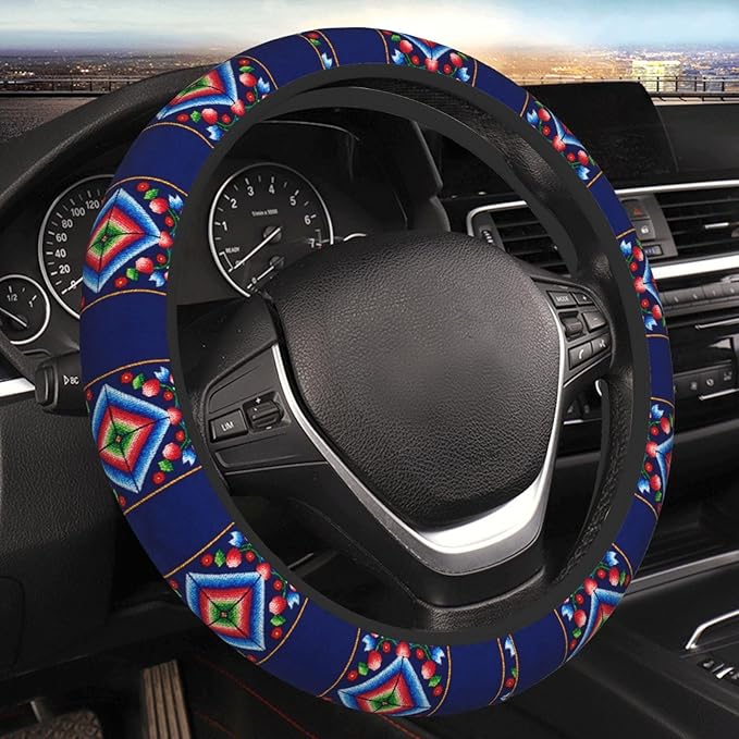 Norwegian Traditional Pattern Neoprene Steering Wheel Covers Women Men Car Accessories, Universal 15 Inch Fit Auto, Suvs, Truck