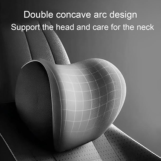 Car Headrest & Lumbar Support Cushion for Toyota Camry 2015-2025, Ergonomic Memory Foam Seat Headrest Neck Rest Cushion Breathable Soft Comfortable for Driving Fatigue Relief,B/Gray
