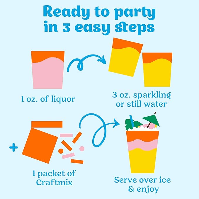 Craftmix Variety Pack Cocktail & Mocktail Drink Mixer, Skinny Mixes - Water Flavoring Packets - Made With Real Fruit - Vegan Low-Carb, Low-Sugar, Non-GMO, Dairy Free, Gluten Free, 12 Pack