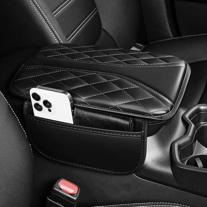 Center Console Cover Fit for Tacoma Scratch & Wear Resistant Waterproof Middle Console Cover with 2 Storage Bags(Black)