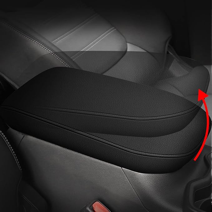 AOMSAZTO Console Covers for 2019 2020 2021 2022 2023 2024 2025 Toyota RAV4 Armrest Covers for Toyota RAV 4 Black with Black Stiches