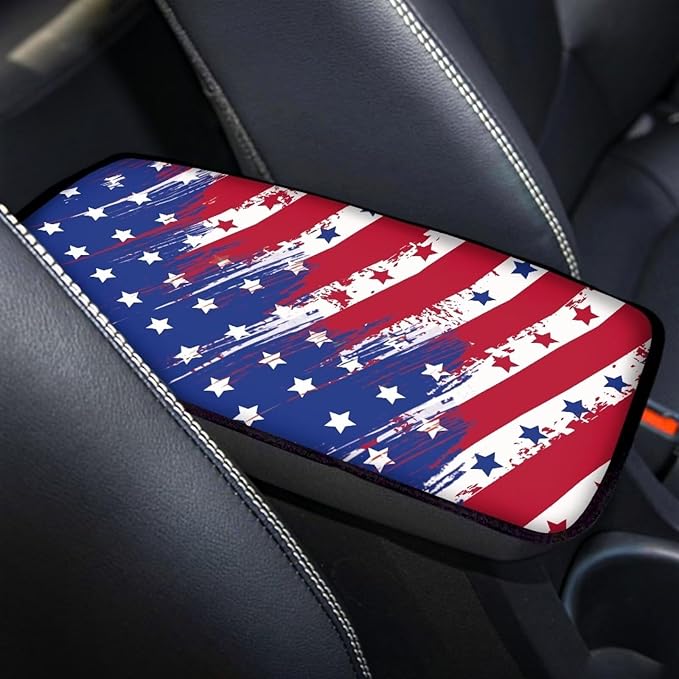 American Flag Arm Rest Cover Car Easy to Install Armrest Console Cover Protect from Pet Claws Cars Console Covers Universal Interior Accessories Cars Arm Rest Cover