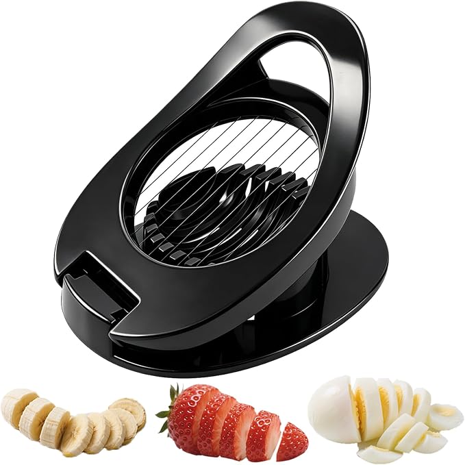 FANTEXY Egg Slicer for Hard Boiled Eggs - Multipurpose Egg Cutter with Stainless Steel Wires, Boiled Eggs Slicer for Strawberries, Bananas, Kiwi Fruit, Soft Cheese, Easy to Clean and Store