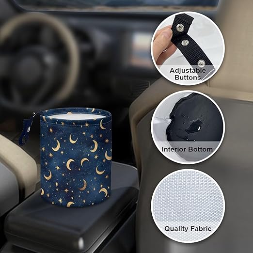 Galaxy Moon Car Trash Bin Mini Auto Garbage Auto Storage Bag Waterproof Multipurpose Vehicle Accessories Car Organizer