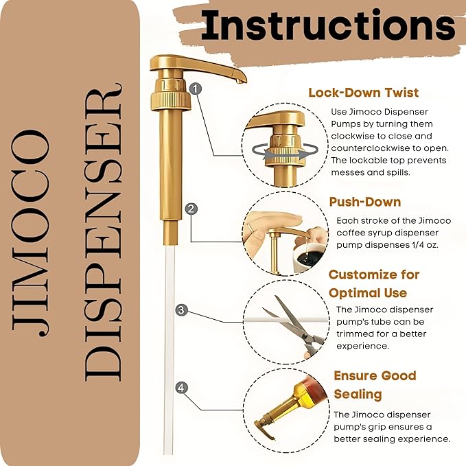 Jimoco Syrup Pump & Torani Syrup Bundle - Salted Caramel, French Vanilla, Pistachio, Hazelnut Classic, Irish Cream, Raspberry - For Italian Soda Coffee, Lattes, Frappes With 6 Pump Dispensers