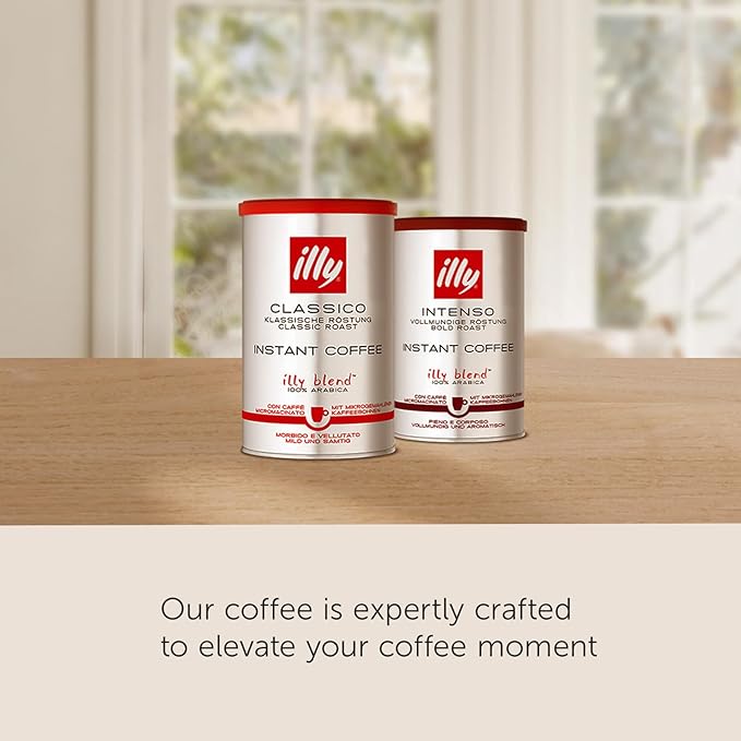 illy Instant Coffee- 100% Arabica Coffee – Classico Medium Roast - Notes Of Caramel, Orange Blossom & Jasmine - Easy Preparation - Convenient Coffee Instant Format - Roasted In Italy – 3.3 Ounce