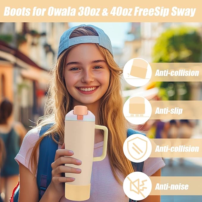 Mity rain 2PCS Protective Silicone Boots for Owala 30oz & 40oz FreeSip Sway Bottles & Tumblers - Accessories for owala, Enhances Stability & Prevents Scratches(Autumn)