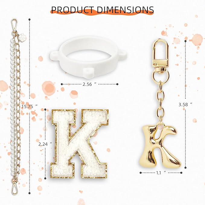 Letter Handle Strap Accessories with Cute Initial Charm Compatible with Owala Water Bottle 24oz 32oz 40oz Owala Kids