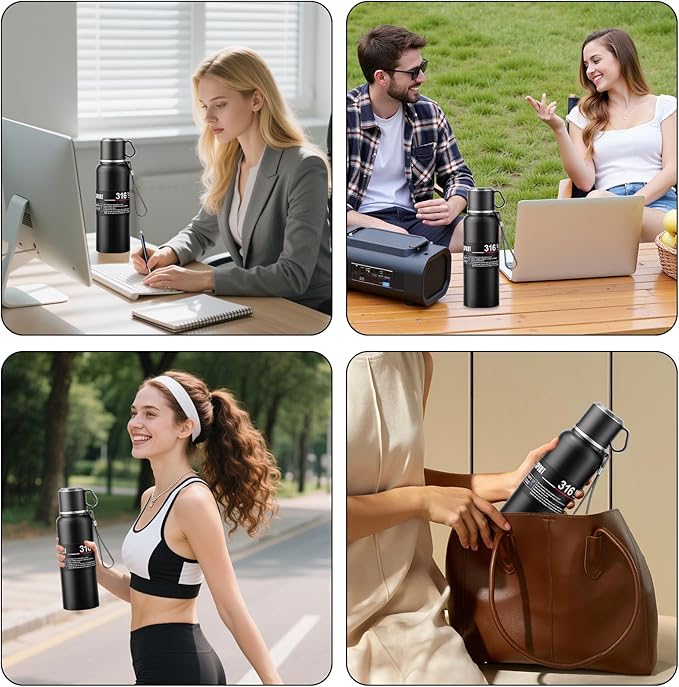 Double wall vacuum Leakproof stainless steel wide mouth insulated water bottle;tea tumbler with tea strainer infuser basket,cup and lid; travel coffee thermoses hot drinks;portable cold thermal flask