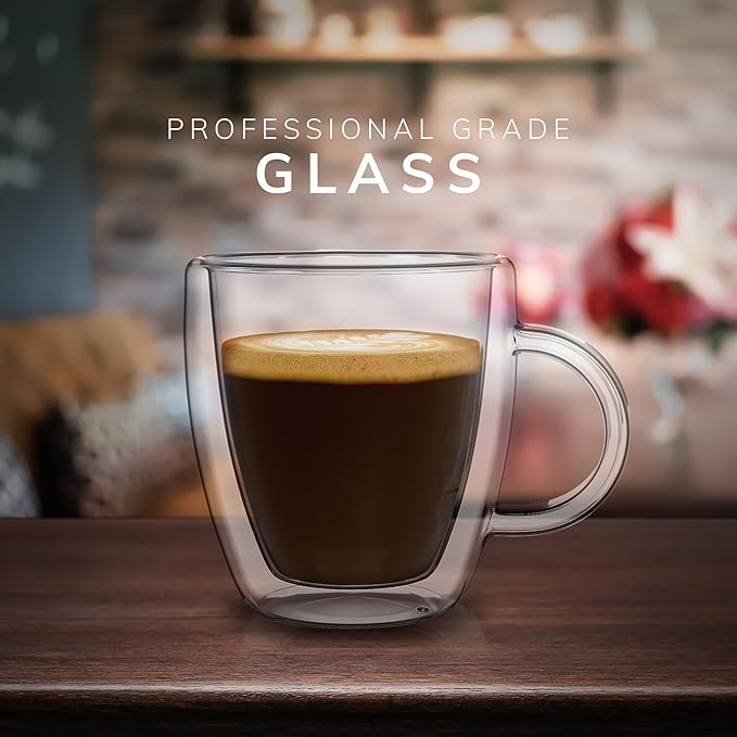 Mindful Design Double Wall Insulated Glasses Espresso Cups (Set of 2) - 5.4-Ounce Mugs