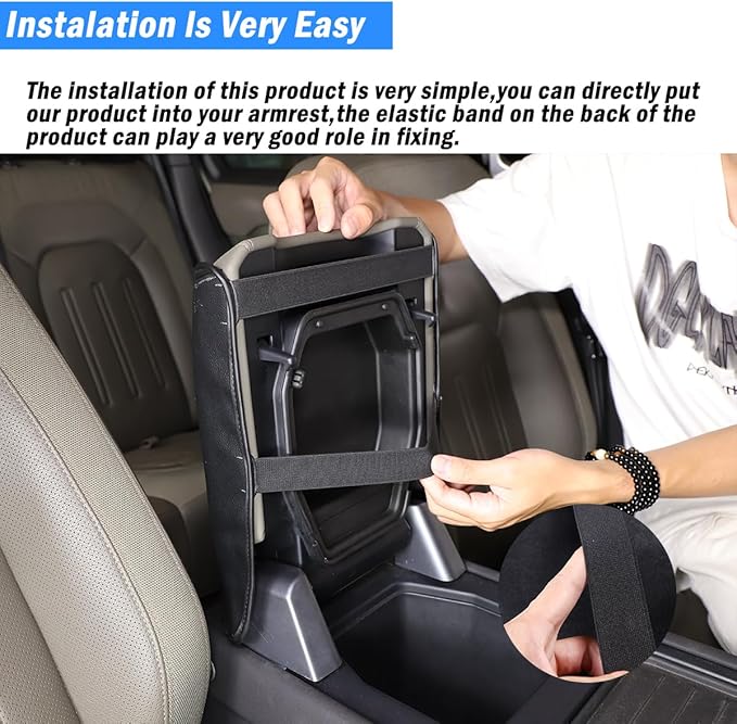 Car Center Console Pad for Land Rover Defender 90 110 130 2020-2025 Car Armrest Cover Leather Cushion Waterproof Auto Armrest Seat Box Protector Accessories (Black)