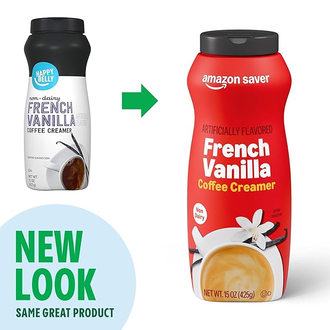Amazon Saver, French Vanilla Powdered Coffee Creamer, 15 Oz (Previously Happy Belly, Packaging May Vary) (Pack of 4)