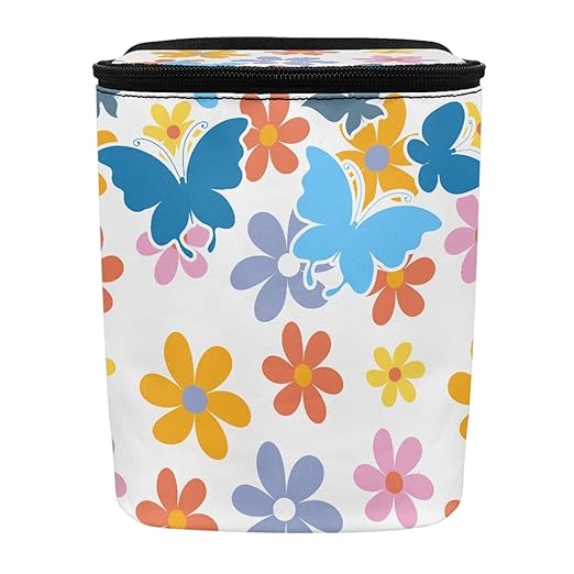 Cute Hippie Flower Car Trash Can Bin Hanging Waterproof Automotive Garbage Cans Large Capacity Waste Basket Automotive Interior Organizer Accessory for Women
