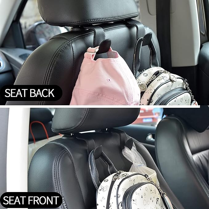 Car Hooks Universal Car Vehicle Back Seat Headrest Hanger Holder Hook Microfiber Leather & Stainless Steel for Bag Purse Cloth Drink Grocery (Green)