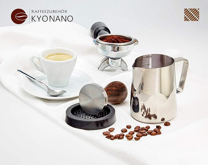 KYONANO Espresso Accessories - 51mm Coffee Tamper - Espresso Tamper 51mm - Espresso Press Tamper- Espresso Hand Tamper with Stainless Steel Base and Chacate Preto Wooden Handle