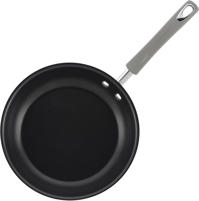 Rachael Ray Cookware Classic Brights Hard Enamel Aluminum Nonstick Cookware Set, 14-Piece, Sea Salt Gray
