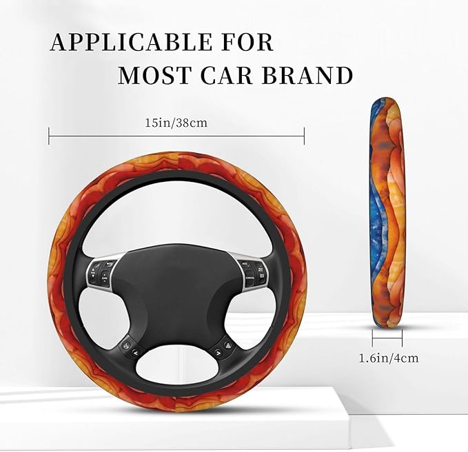 Retro Armenian Neoprene Steering Wheel Covers Women Men Car Accessories, Universal 15 Inch Fit Auto, Suvs, Truck