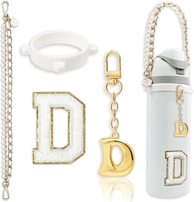Letter Handle Strap Accessories with Cute Initial Charm Compatible with Owala Water Bottle 24oz 32oz 40oz Owala Kids