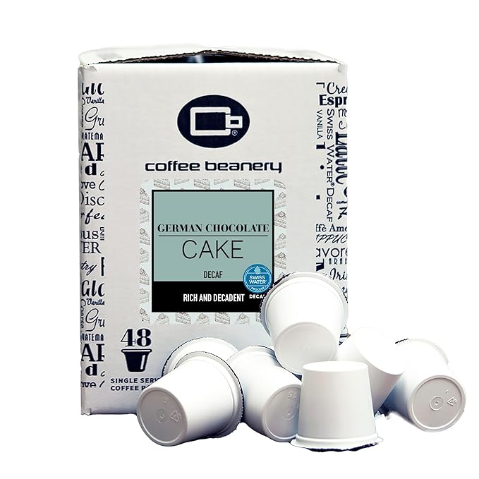 German Chocolate Cake Decaf Coffee Pods by Coffee Beanery | 192ct Bulk Flavored Decaf Coffee Pods Medium Roast Coffee