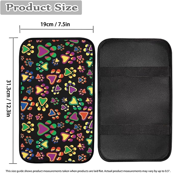 Colorful Dog Paw Car Armrest Pads Car Armrest Cushion Arm Rest Covering Car Middle Console Covers Non Slip for Truck Auto SUV Car Accessories