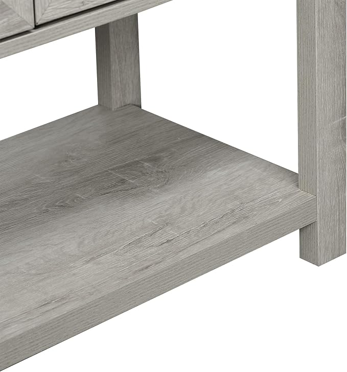 HOMCOM Farmhouse Double Door Coffee Bar Cabinet, Console Table, Sideboard Buffet Cabinet with Bottom Shelf for Entryway, Living Room, Stone Gray