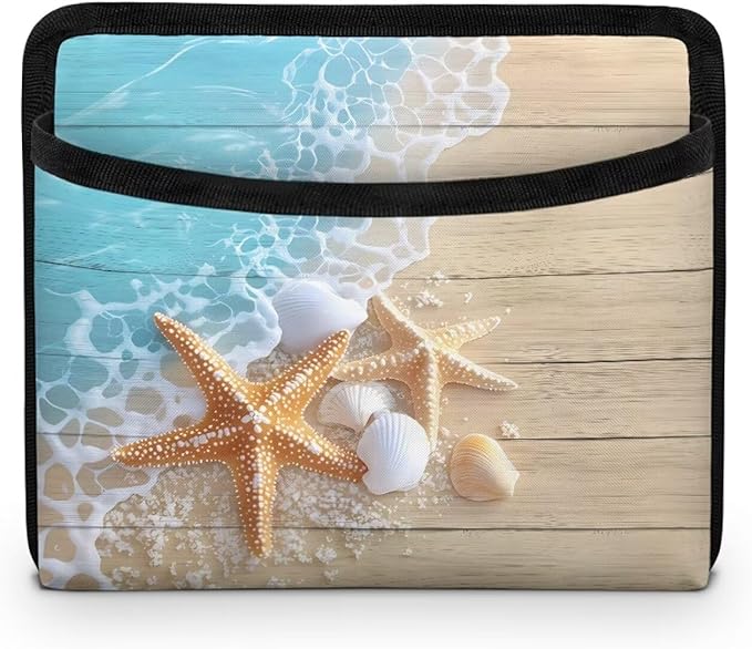 Renewold Plank Starfish Seashell Car Organizer Bag for Console Door Seat Backrest Multifunctional Pouch for Vehilce Home Office Car Pocket Organizer Auto Storage Holder for Phones Glasses Keys Cards