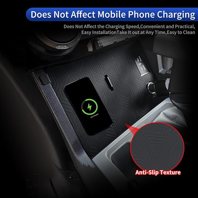 Car Wireless Charging Silica Gel Pad for 2024 2025 2026 Toyota 4runner & Tacoma Mobile Phone Charging Non-Slip Mat Interior Modification Accessories (Protective pad-Not a Charging Device)
