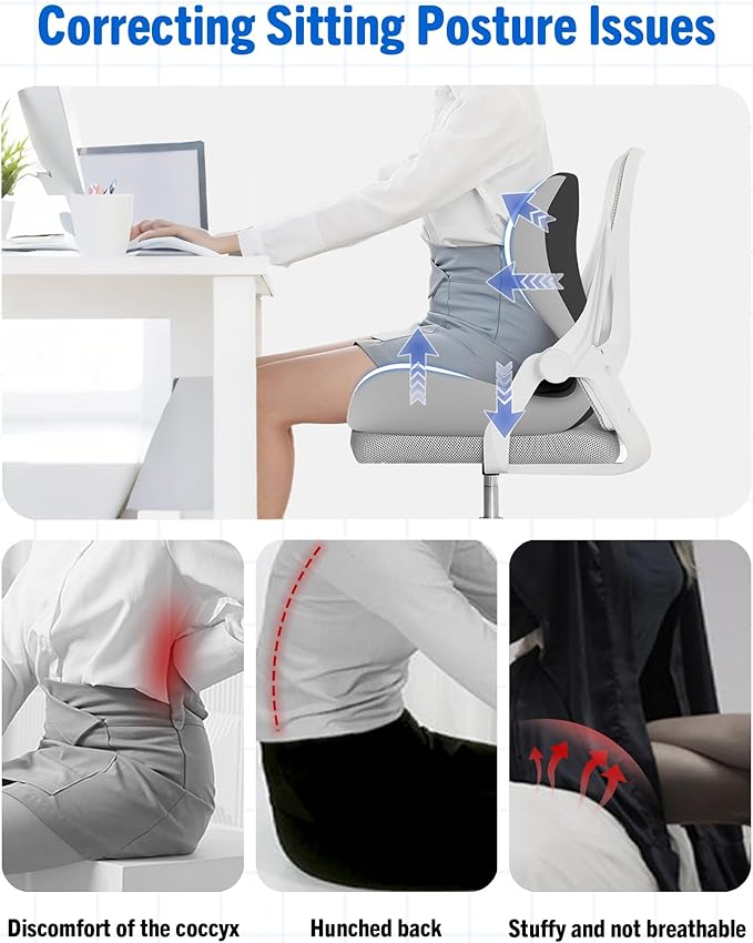 2 in 1 Booster Seat, Cooling Memory Foam Orthopedic Cushion for Sciatica Lower Back Pain Relief, Non-Slip Enhanced Visibility Pad for Truck SUV Office Chair