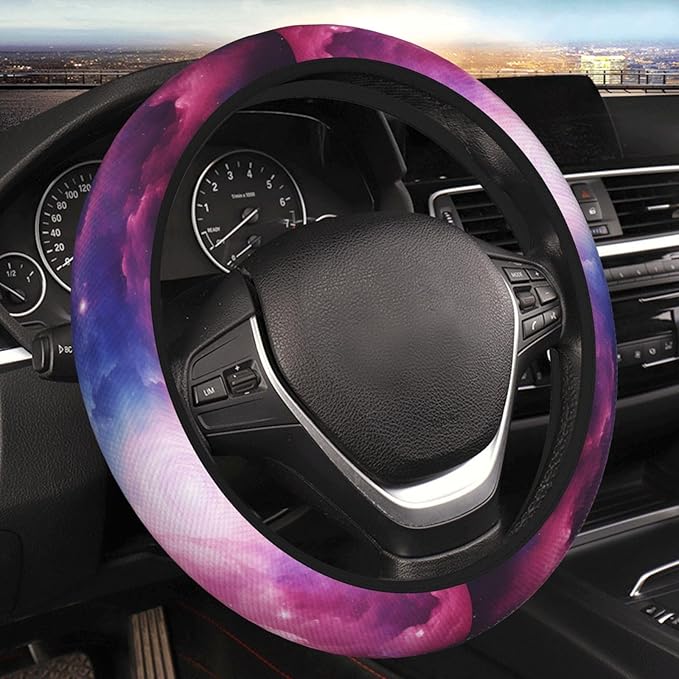 Steering Wheel Cover Polyester Thick Non-Slip Car Steering Wheel Cover Protector Universal 15 Inch, 3D Magical Nebula