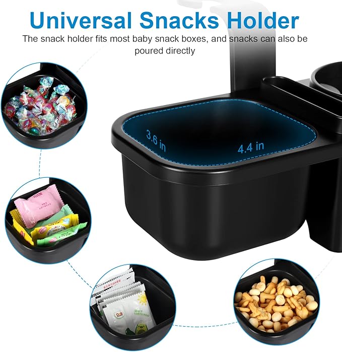Accmor Car Headrest Backseat Organizer with Cup Holder, 3 in 1 Universal Backseat Car Organizer Tray Hold Bottles, Phone, Snacks, Trash, Non-Slip Grip Clip Car Seat Organizer Tray for Kids Adults