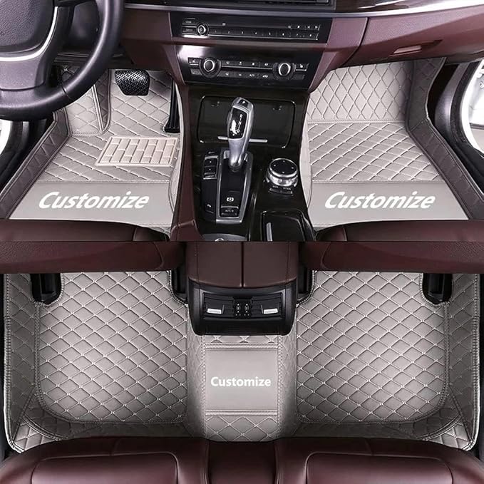 Customize Making Car Floor Mats for 99.99% Sedan SUV Pickup Truck Full Coverage Men Women Cute Leather Protection Pads Non-Slip Floor Liners (Gray)