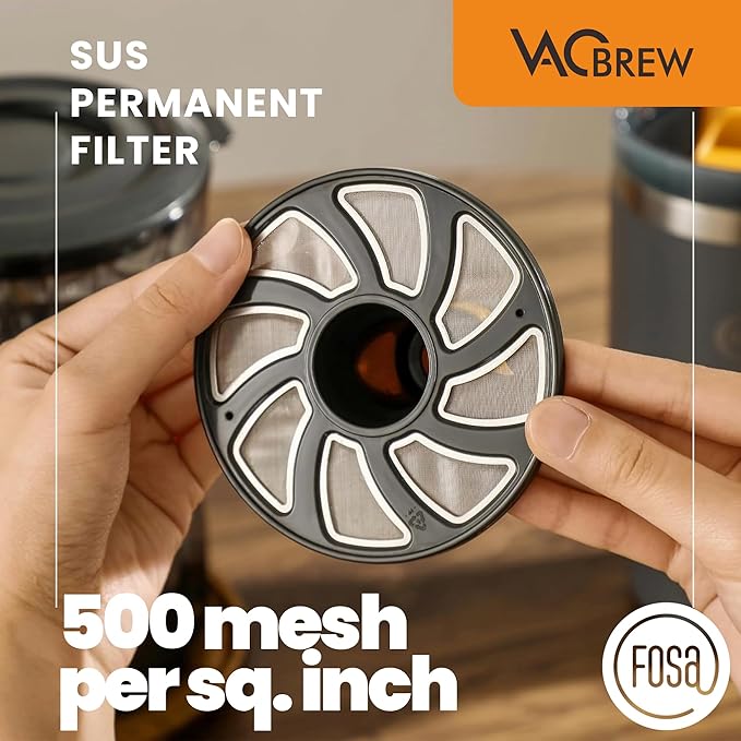 FOSA VacBrew - The Ultimate Hot & Cold Brew Vacuum Coffee Maker | 4-Program Timer with 17oz (500ml) Dual-Use Carafe (3 Programs Timer Vacuum Pump included)