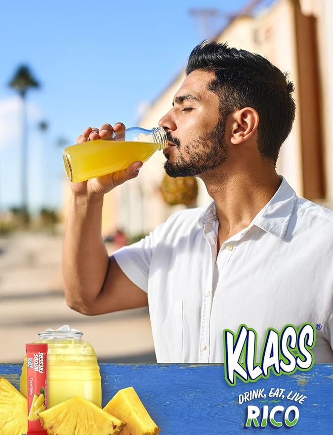 Klass Aguas Frescas, Powdered Drink Mix Variety Pack, 44 Singles Zero Sugar & Caffeine-Free Powder Packets, Water Drink Mix, Flavors: Mango, Watermelon, Pineapple & Passionfruit - 5 Calories Per Packet & Natural Flavors